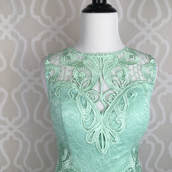 *CLEARANCE* Mint Crochet Sweetheart Mini Dress - Picture 2 of 8